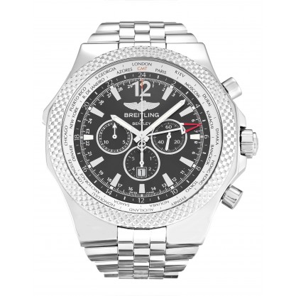 Black Dials Breitling Bentley GMT A47362 Replica Watches With 49 MM Steel Cases