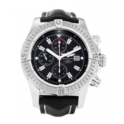 48.4 MM Black Dials Breitling Super Avenger A13370 Fake Watches With Steel Cases For Men